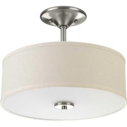 75W 2-Light Semi-Flush Mount Ceiling Fixture with Medium E-26 Base in Brushed Nickel