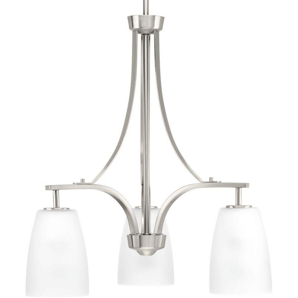 Progress Lighting Brushed Nickel 21 in. 100W 3-Light Medium E-26 Incandescent Chandelier 