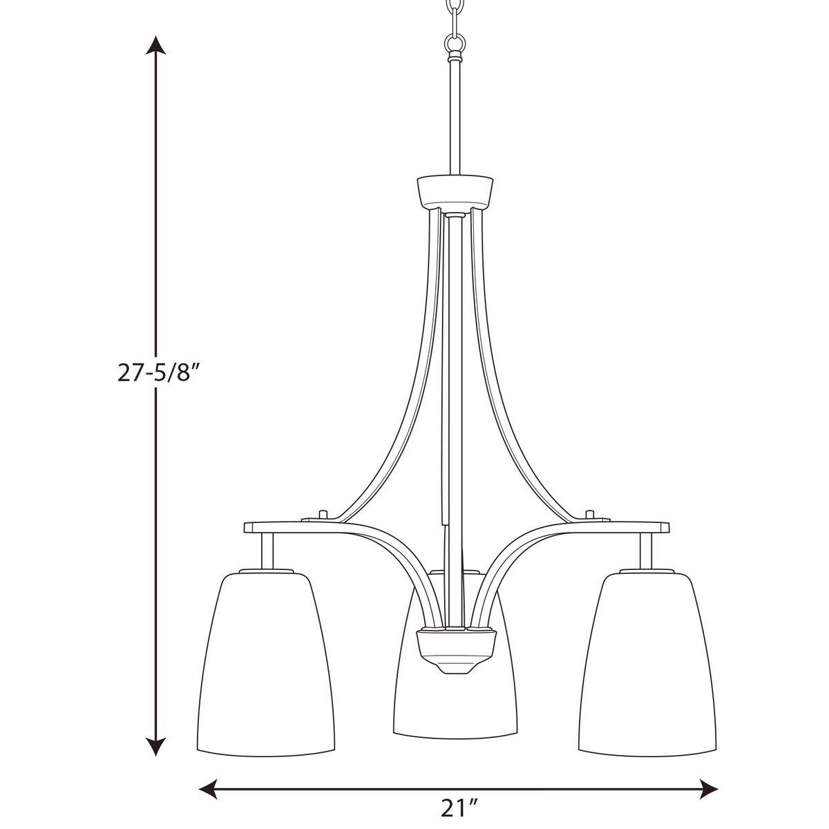 Progress Lighting Brushed Nickel 21 in. 100W 3-Light Medium E-26 Incandescent Chandelier 