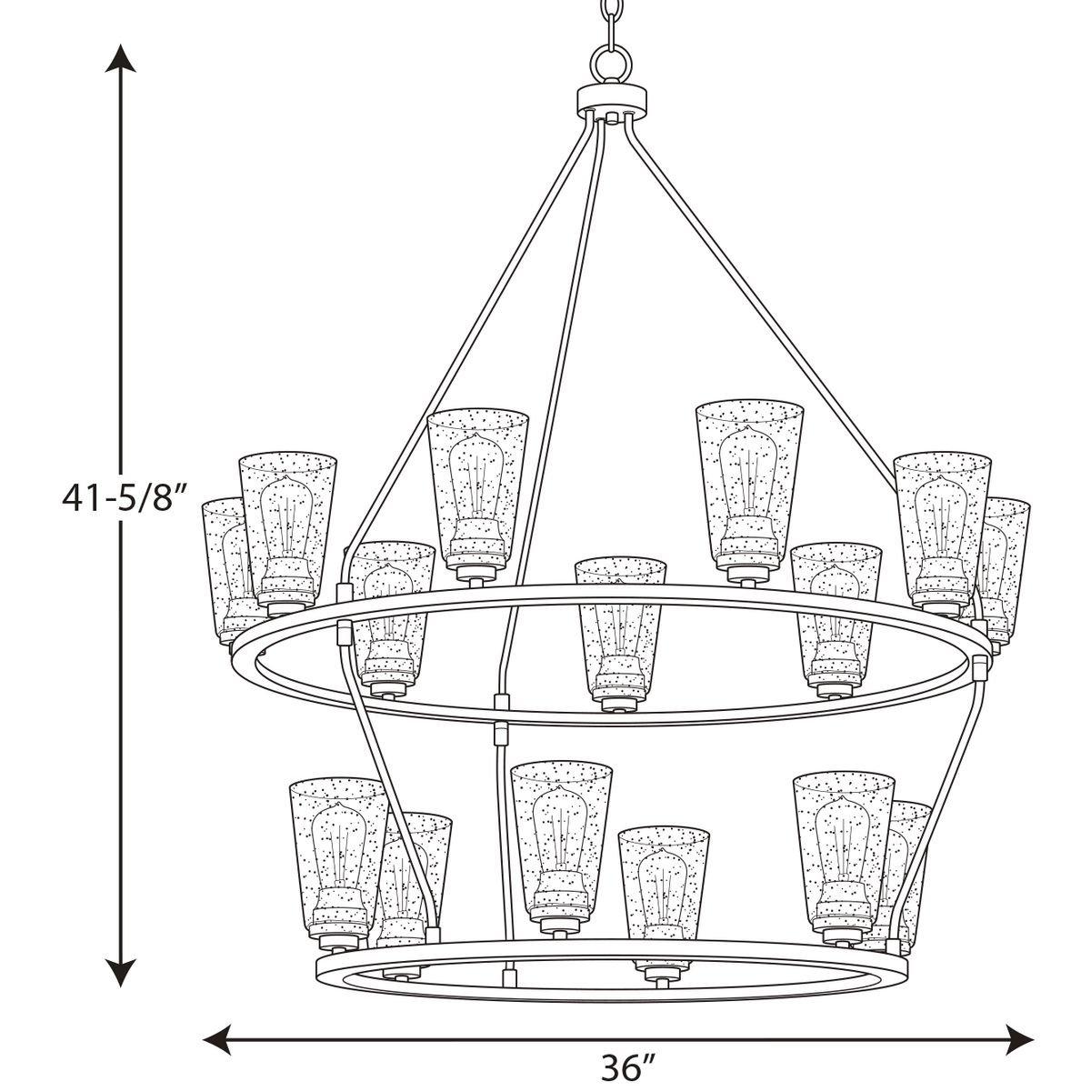 Progress Lighting Graphite 36 in. 60W 15-Light Medium E-26 Incandescent Chandelier 