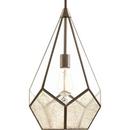 Progress Lighting Antique Bronze 12 in. 1-Light Pendant with Antique Mirror and Clear Glass 