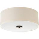 17W 1-Light LED Ceiling Light with Fabric Shade Linen and Etched in Antique Bronze