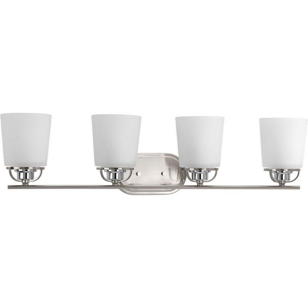 Progress Lighting Brushed Nickel 100W 4-Light Incandescent Vanity Fixture 
