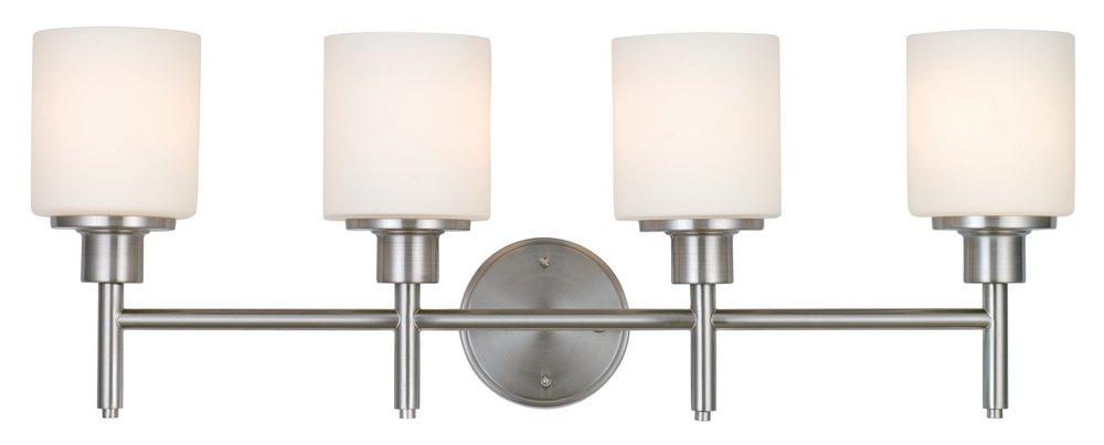 Design House Satin Nickel 60W 4-Light Vanity Fixture with White Frosted Glass 