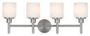 60W 4-Light Vanity Fixture with White Frosted Glass in Satin Nickel