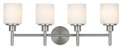 60W 4-Light Medium E-26 Vanity Fixture with White Frosted Glass in Satin Nickel