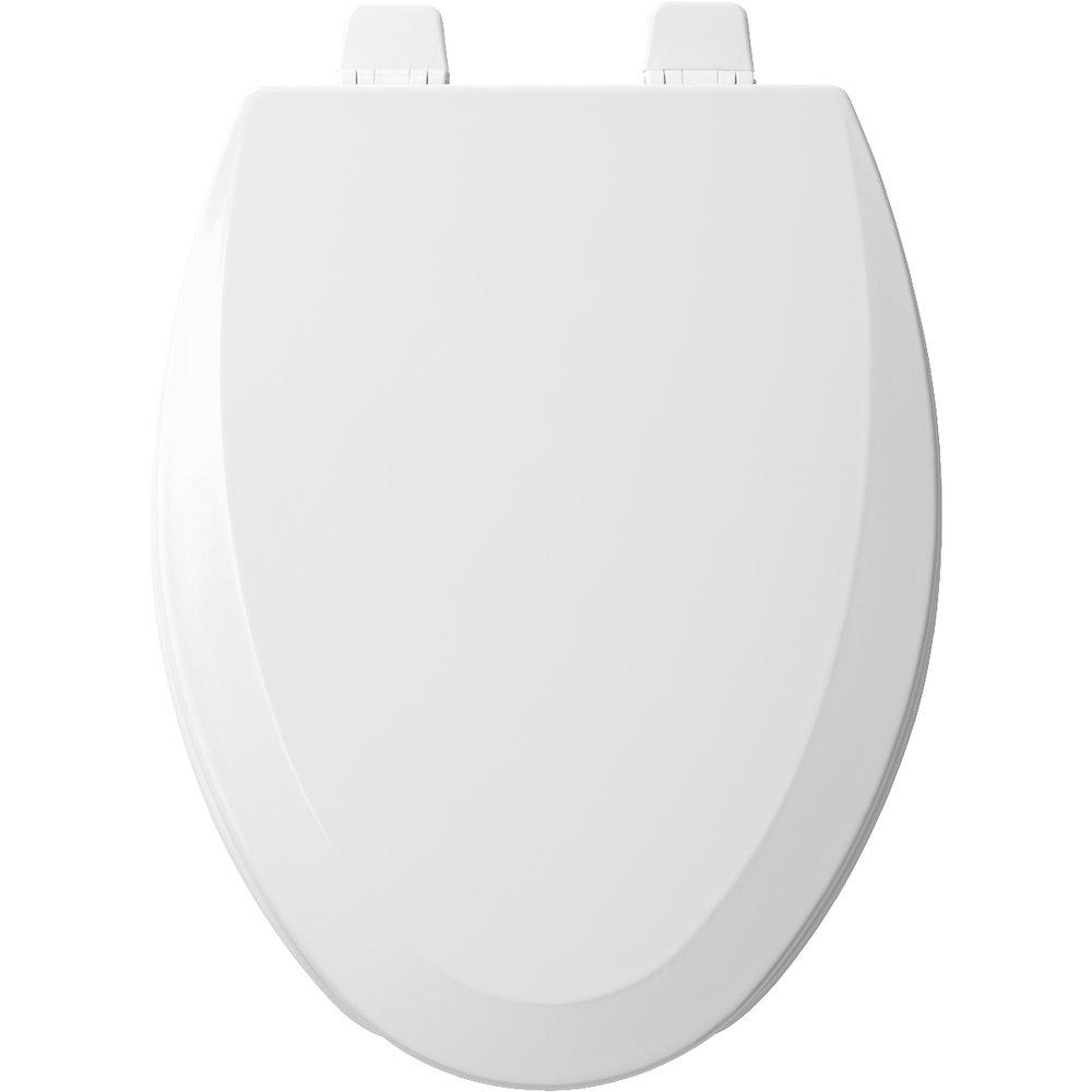 Bemis White Elongated Open Front Toilet Seat with Cover 