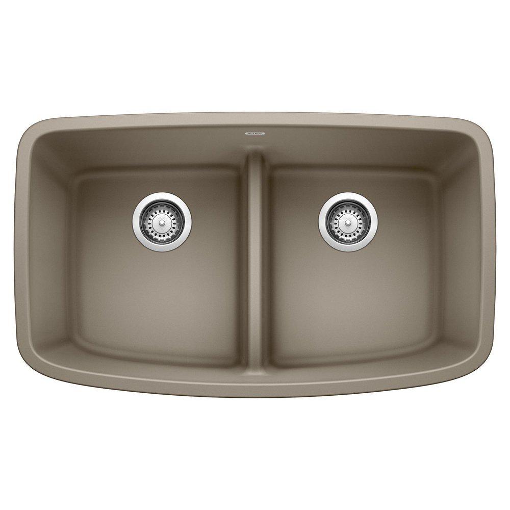 BLANCO Truffle 32 x 19 in. No Hole Composite Double Bowl Undermount Kitchen Sink 