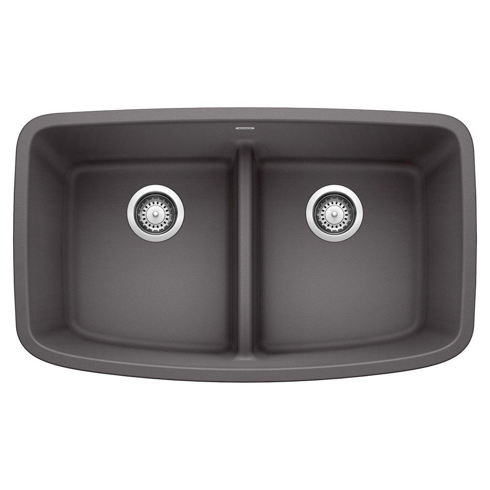 BLANCO Cinder 32 x 19 in. No Hole Composite Double Bowl Undermount Kitchen Sink 