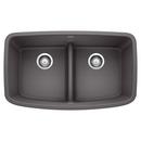 32 x 19 in. No Hole Composite Double Bowl Undermount Kitchen Sink in Cinder