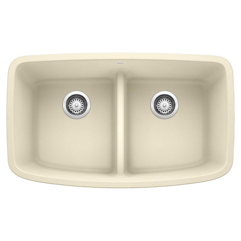 BLANCO Biscuit 32 x 19 in. No Hole Composite Double Bowl Undermount Kitchen Sink 