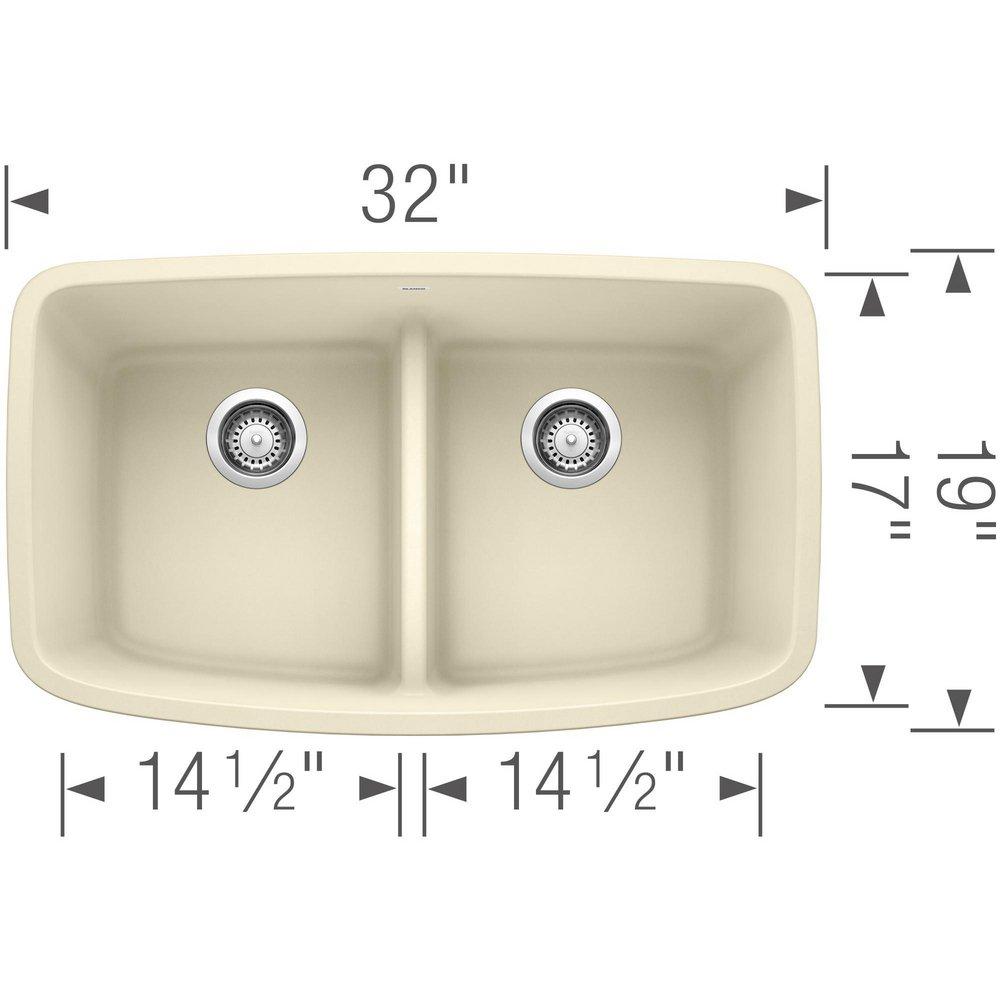 BLANCO Biscuit 32 x 19 in. No Hole Composite Double Bowl Undermount Kitchen Sink 