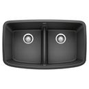 BLANCO Anthracite 32 x 19 in. No Hole Composite Double Bowl Undermount Kitchen Sink 