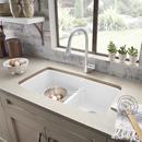 BLANCO White 32 x 19 in. No Hole Composite Double Bowl Undermount Kitchen Sink 