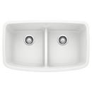 32 in. Undermount Silgranit Double Bowl Kitchen Sink in White