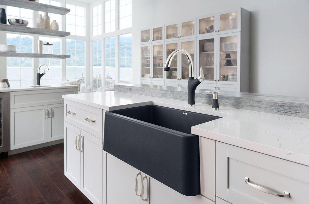 BLANCO Cafe Brown 32 x 19 in. No Hole Composite Double Bowl Undermount Kitchen Sink 