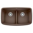 32 x 19 in. No Hole Composite Double Bowl Undermount Kitchen Sink in Cafe Brown