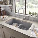 BLANCO Metallic Grey 32 x 19 in. No Hole Composite Double Bowl Undermount Kitchen Sink 