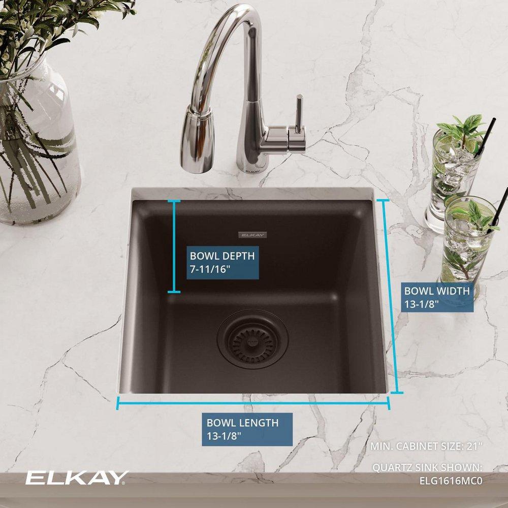 Elkay Mocha 15-3/4 x 15-3/4 in. Dual Mount Quartz Bar Sink 