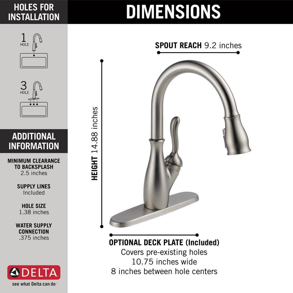 Delta Faucet SpotShield Stainless Single Handle Pull Down Kitchen Faucet 