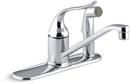 KOHLER Polished Chrome 3-Hole Kitchen Faucet with Single Lever Handle, Sidespray and 5 in. Spout Height 