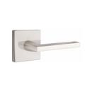 Passage Lever with Square Rosette in Satin Nickel