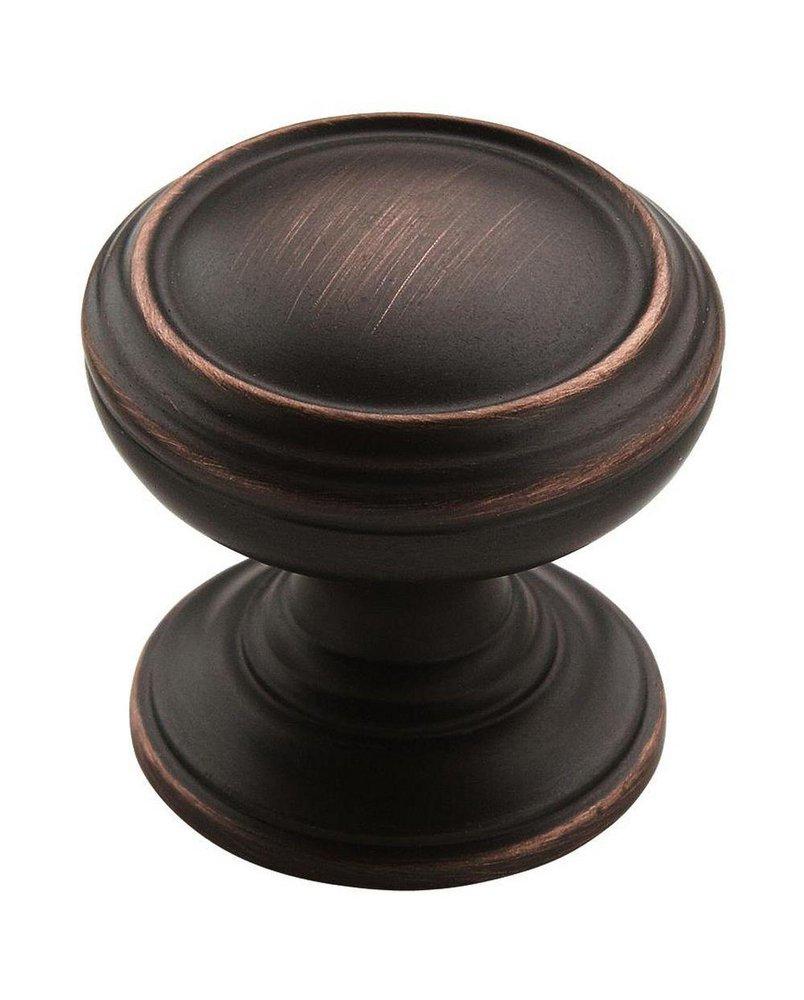 1-1/4 Barringer Striped Brown Ceramic Brass Cabinet Knob - Oil
