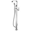 Tub Filler Floor Mount with Hand Held Shower with Single Lever Handle in Polished Chrome