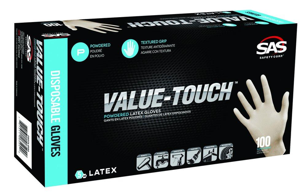 SAS Safety White 5 mil Powder Coated Rubber Disposable Glove in White (Pack of 100) 