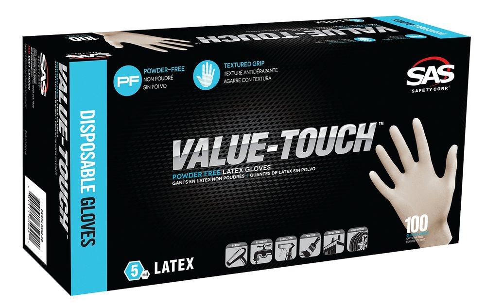 SAS Safety White 5 mil Powder-Free Latex Disposable Glove 100 Pack 
