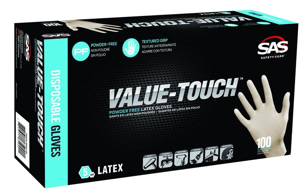 SAS Safety White 5 mil Powder-Free Latex Disposable Glove 100 Pack 