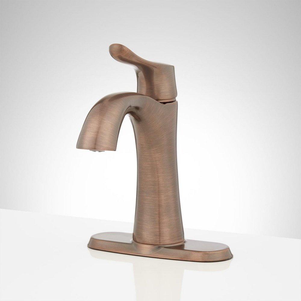 Signature Hardware Oil Rubbed Bronze Single Handle Monoblock Bathroom Sink Faucet with Pop-Up Drain Assembly 