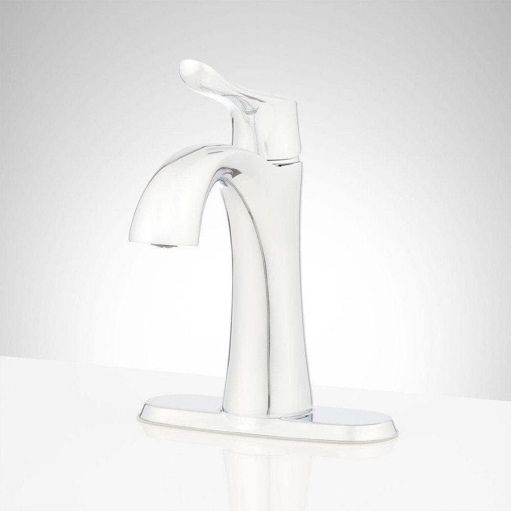 Signature Hardware Chrome Single Handle Monoblock Bathroom Sink Faucet with Pop-Up Drain Assembly 