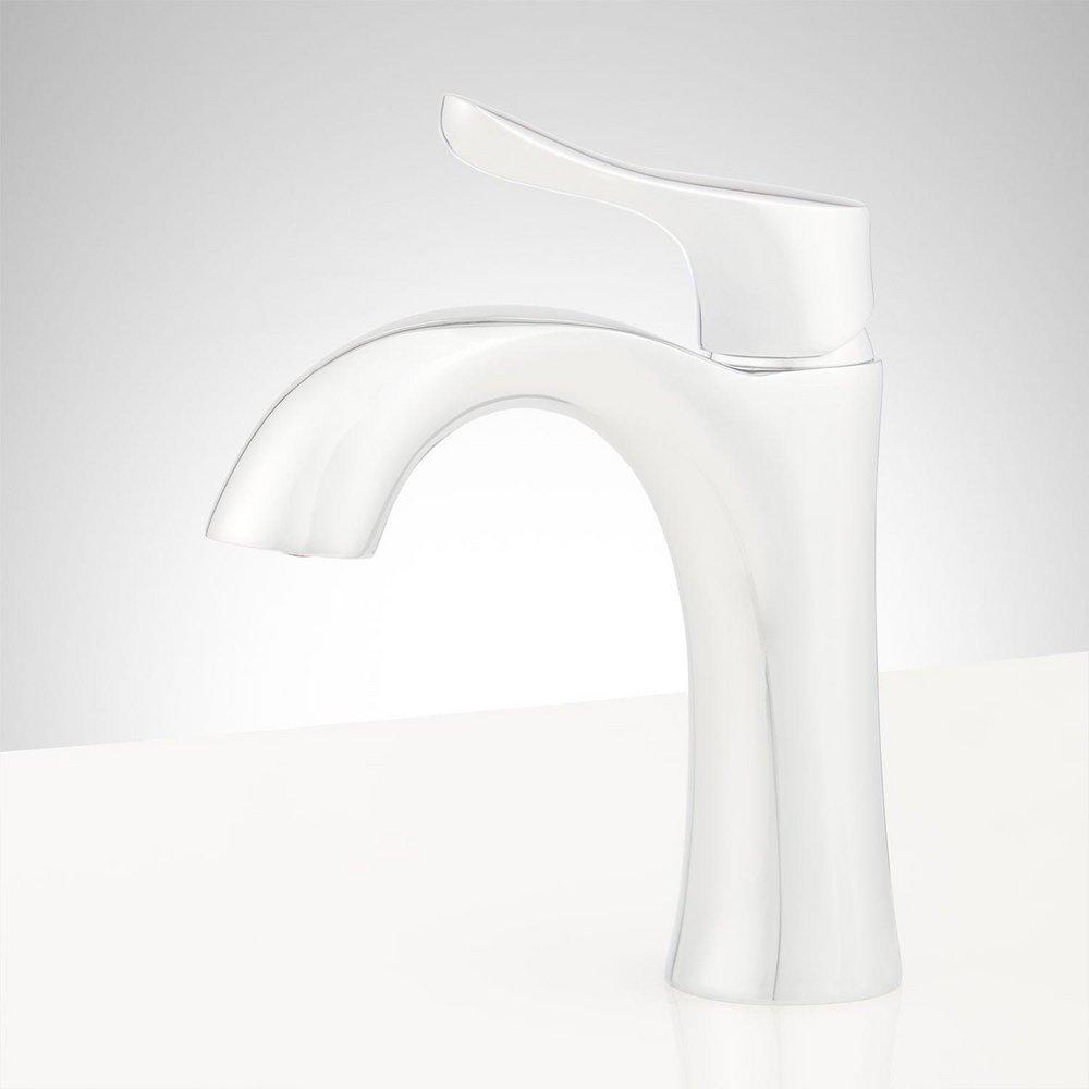 Signature Hardware Chrome Single Handle Monoblock Bathroom Sink Faucet with Pop-Up Drain Assembly 