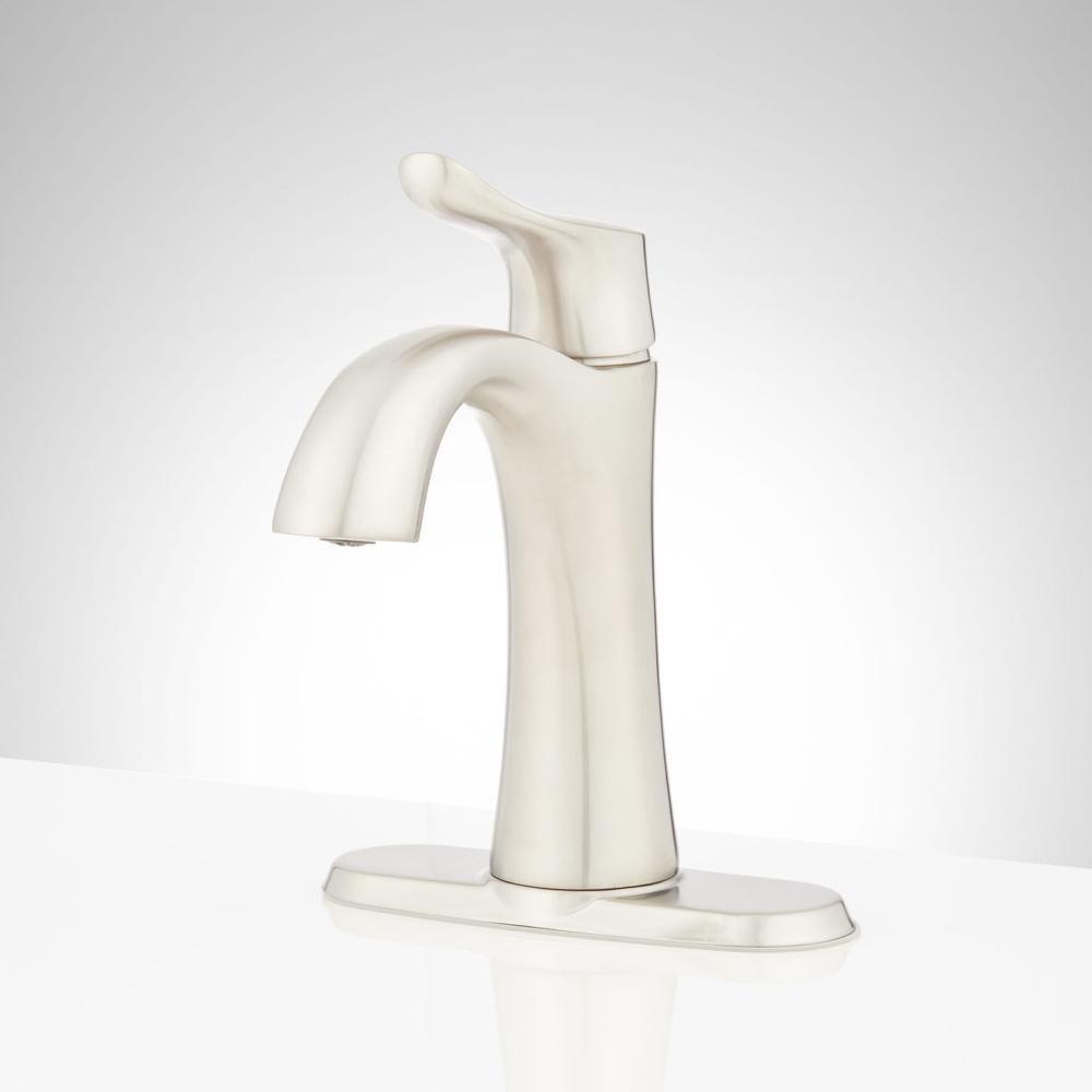 Signature Hardware Chrome Single Handle Monoblock Bathroom Sink Faucet with Pop-Up Drain Assembly 