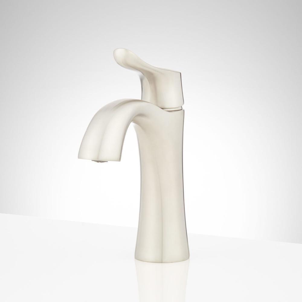 Signature Hardware Chrome Single Handle Monoblock Bathroom Sink Faucet with Pop-Up Drain Assembly 