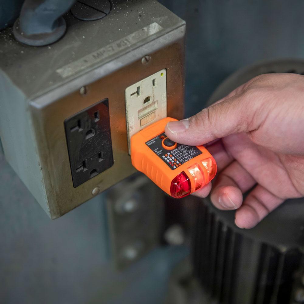 Klein Tools Orange GFCI Receptacle Tester 