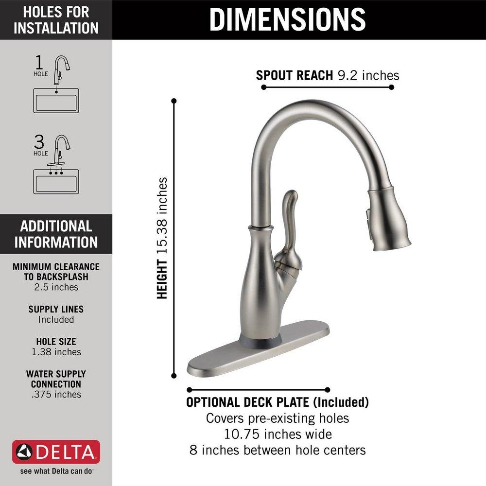 Delta Faucet SpotShield Stainless Single Handle Pull Down Touch Activated Kitchen Faucet 