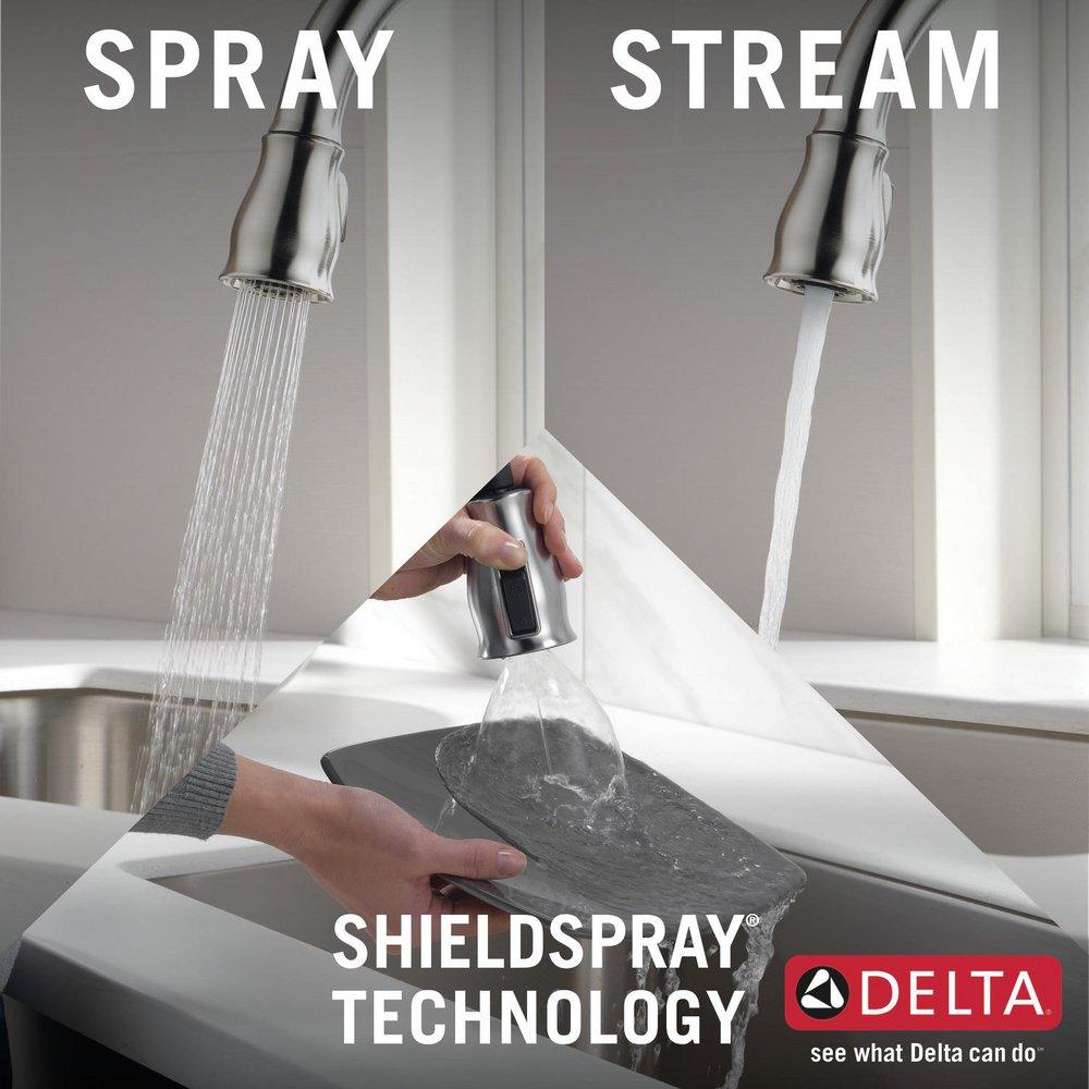 Delta Faucet SpotShield Stainless Single Handle Pull Down Touch Activated Kitchen Faucet 