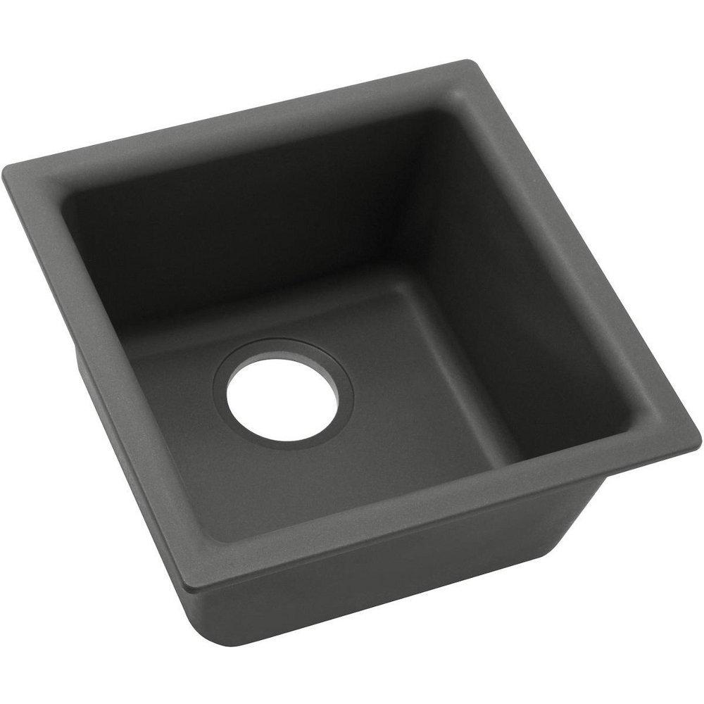 Elkay Dusk Grey 15-3/4 x 15-3/4 in. Drop-in and Undermount Quartz Bar Sink 