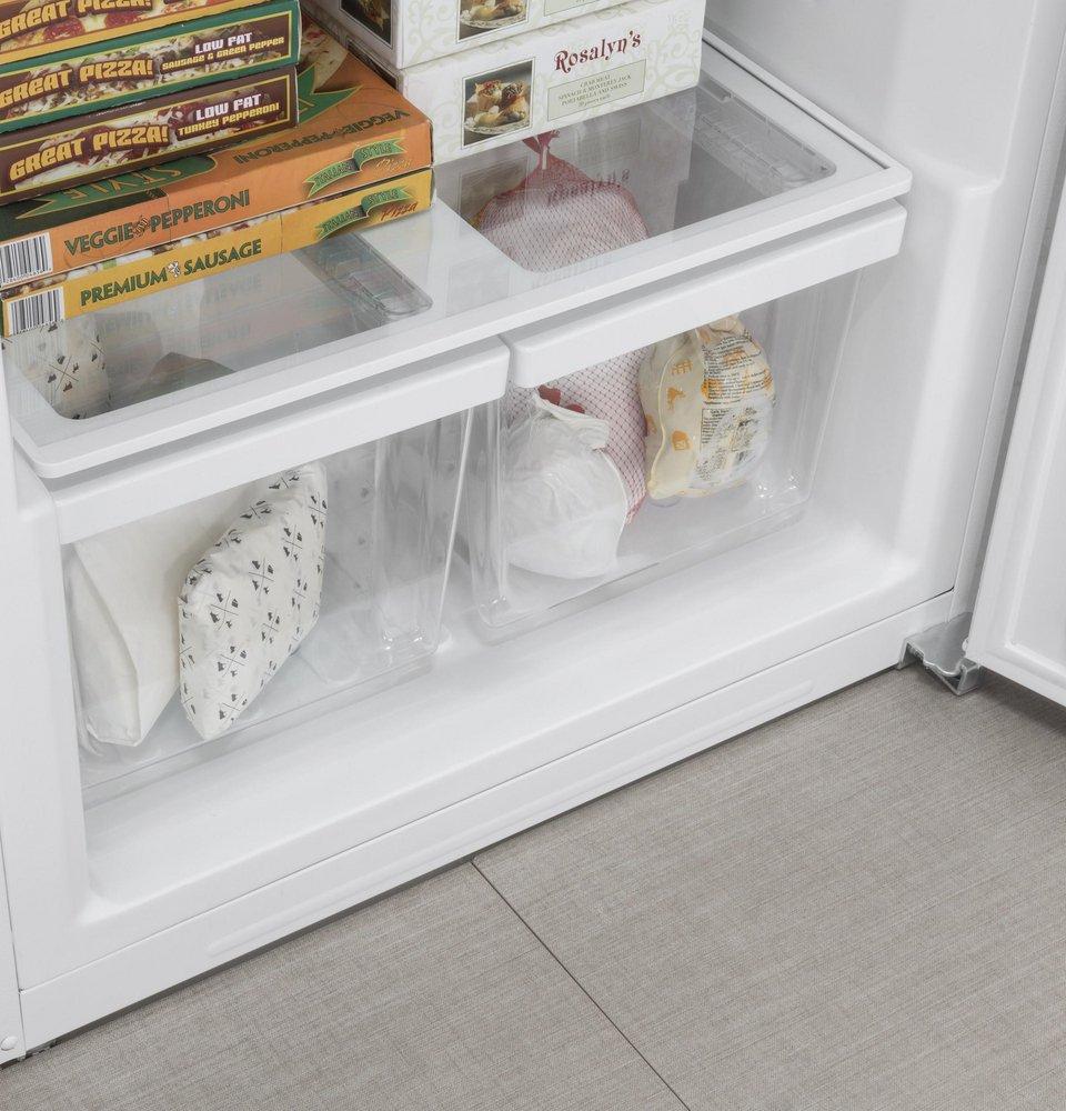 GE&reg; White 76-1/2 in. 21.3 cu. ft. Freezer 