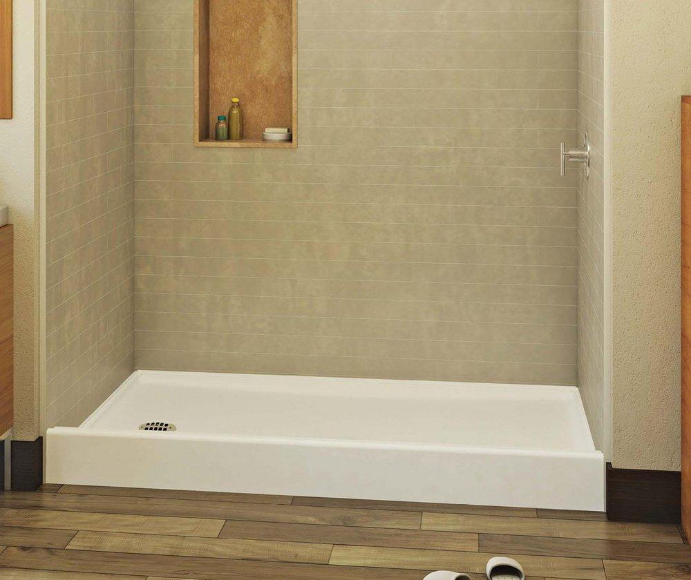 Aquatic White 60 in. Shower Pan with Right Drain 
