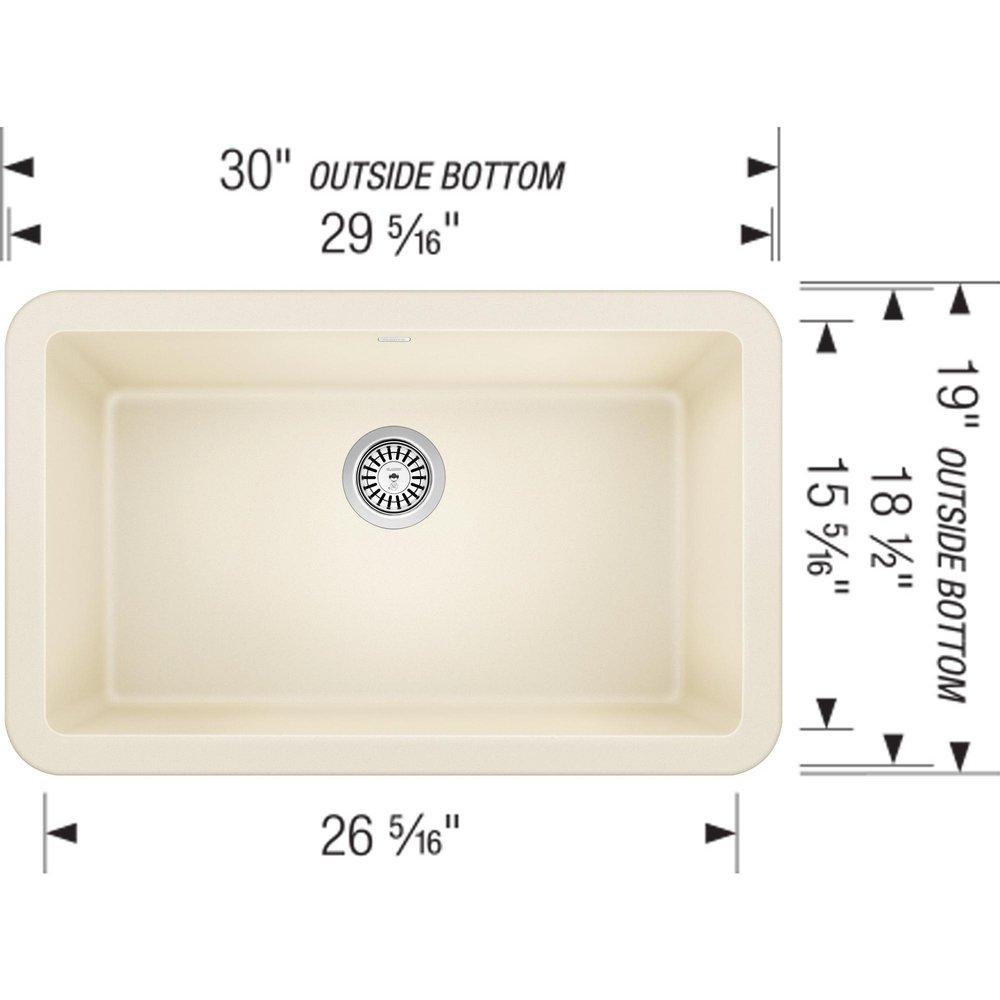 BLANCO Biscuit 30 x 19 in. No Hole Composite Single Bowl Undermount Kitchen Sink 