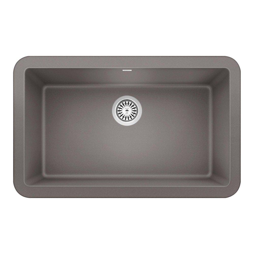 BLANCO Metallic Grey 30 x 19 in. No Hole Composite Single Bowl Undermount Kitchen Sink 
