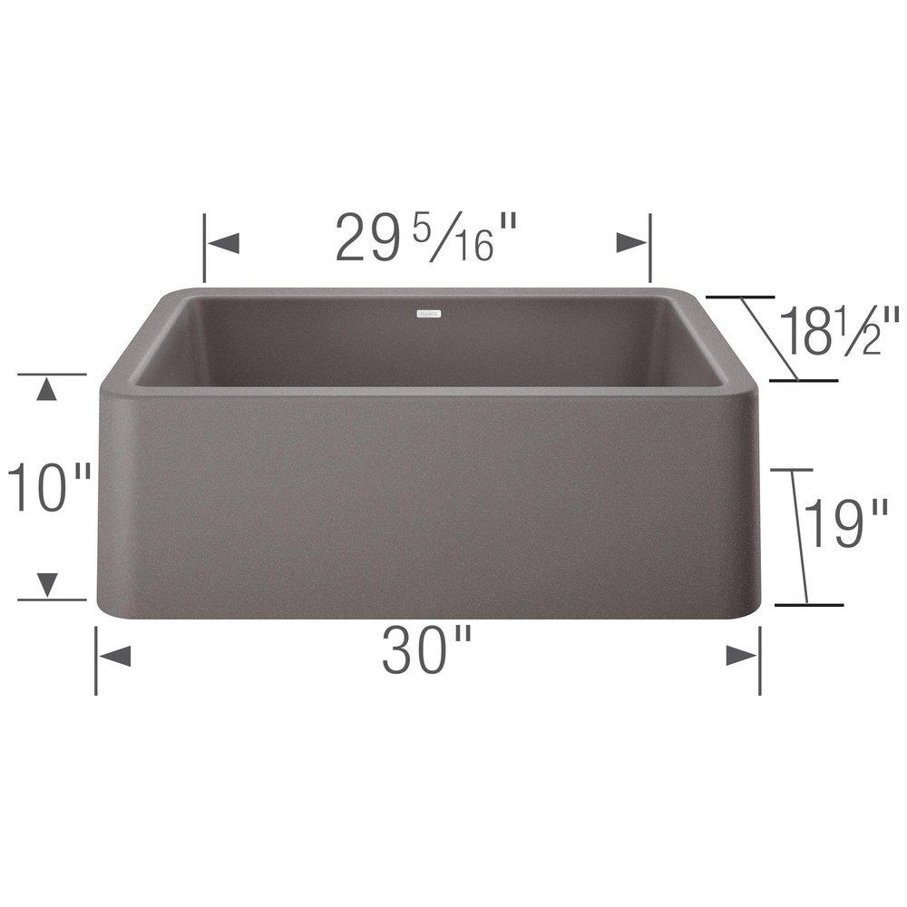 BLANCO Metallic Grey 30 x 19 in. No Hole Composite Single Bowl Undermount Kitchen Sink 
