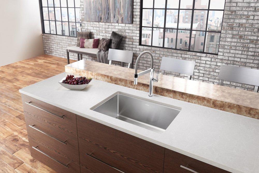 BLANCO Polished Satin 28 x 18 in. No Hole Stainless Steel Single Bowl Undermount Kitchen Sink 