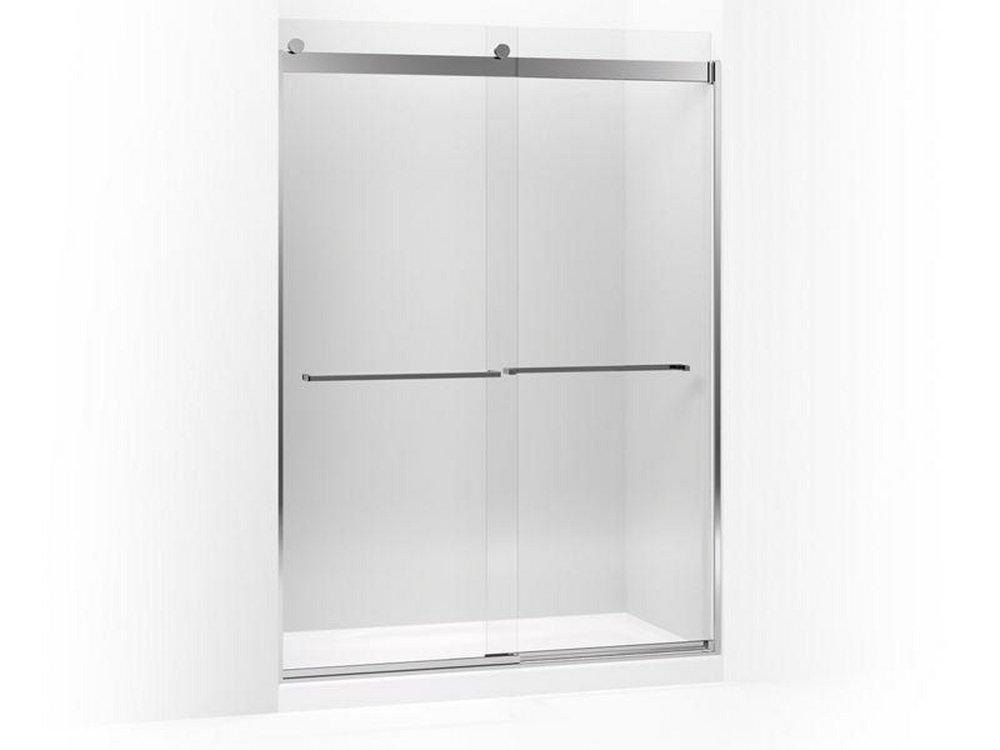 KOHLER Bright Polished Silver 82 in. Sliding Shower Door with Crystal Clear Glass and Towel Bar 