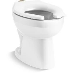 Elongated Floor Mount Toilet Bowl with Top Spud in White