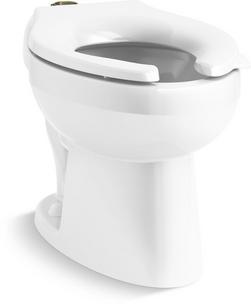 Elongated Floor Mount Toilet Bowl with Top Spud in White