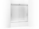 62 in x 59-5/8 in. Frameless Sliding Bath Door in Bright Polished Silver